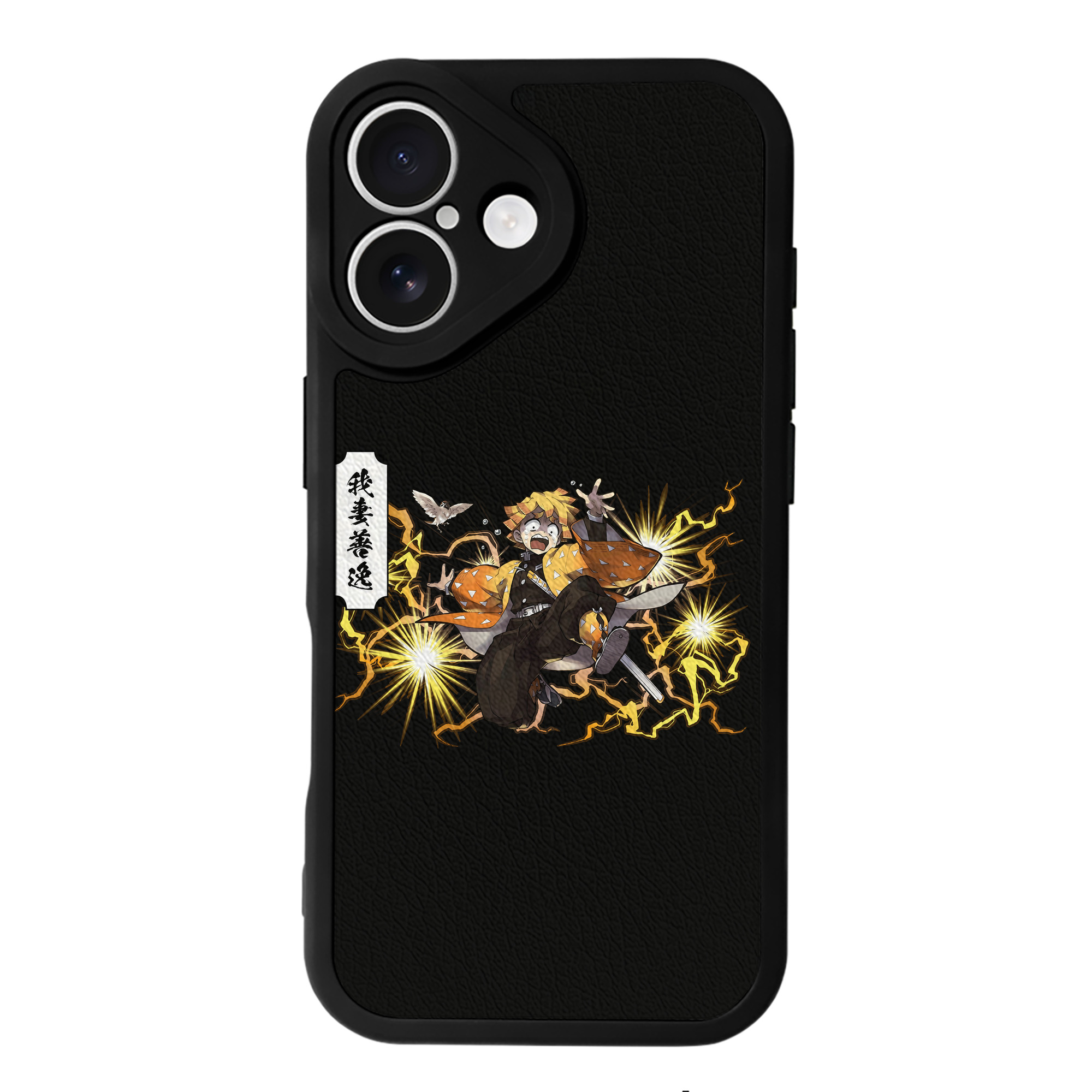 （画像用） 鬼滅の刃（きめつのやいば）我妻 善逸／あがつま ぜんいつ Agatsuma Zenitsu 【iPhone 16シリーズ対応】シリコンスマホケース（レザー調） 材質：シリコン